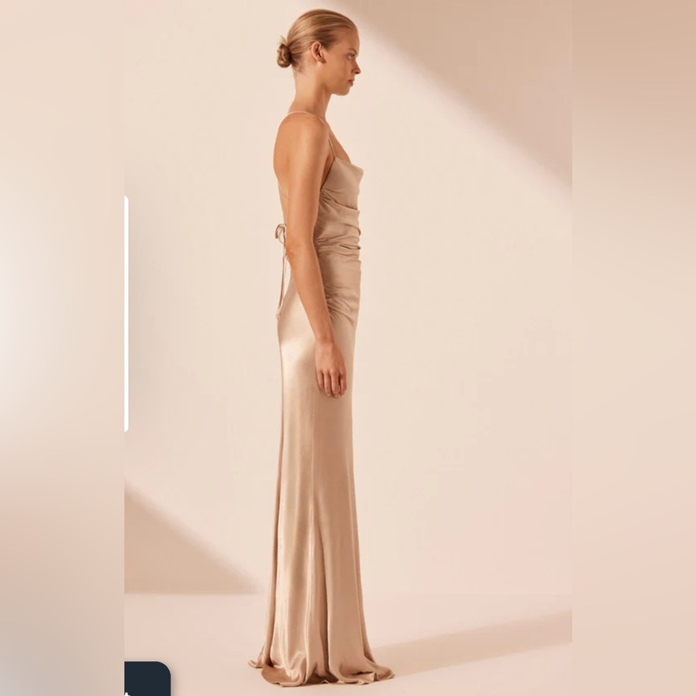 Shona Joy La Lune Lace Back Maxi Dress- Gold - Picture 3 of 8